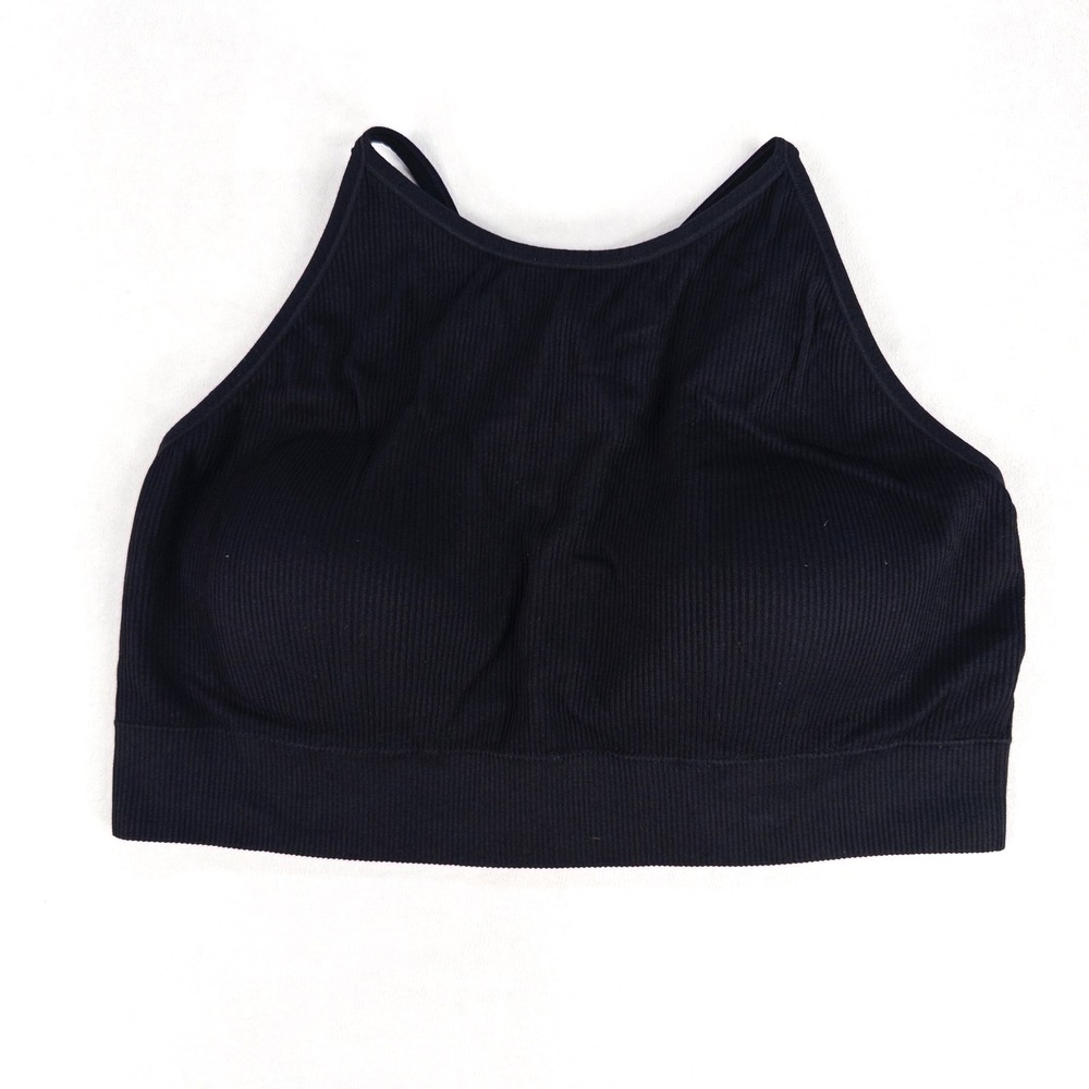 Torrid Womens Bralette 3X Black Ribbed High Neck Racerback Keyhole Seamless